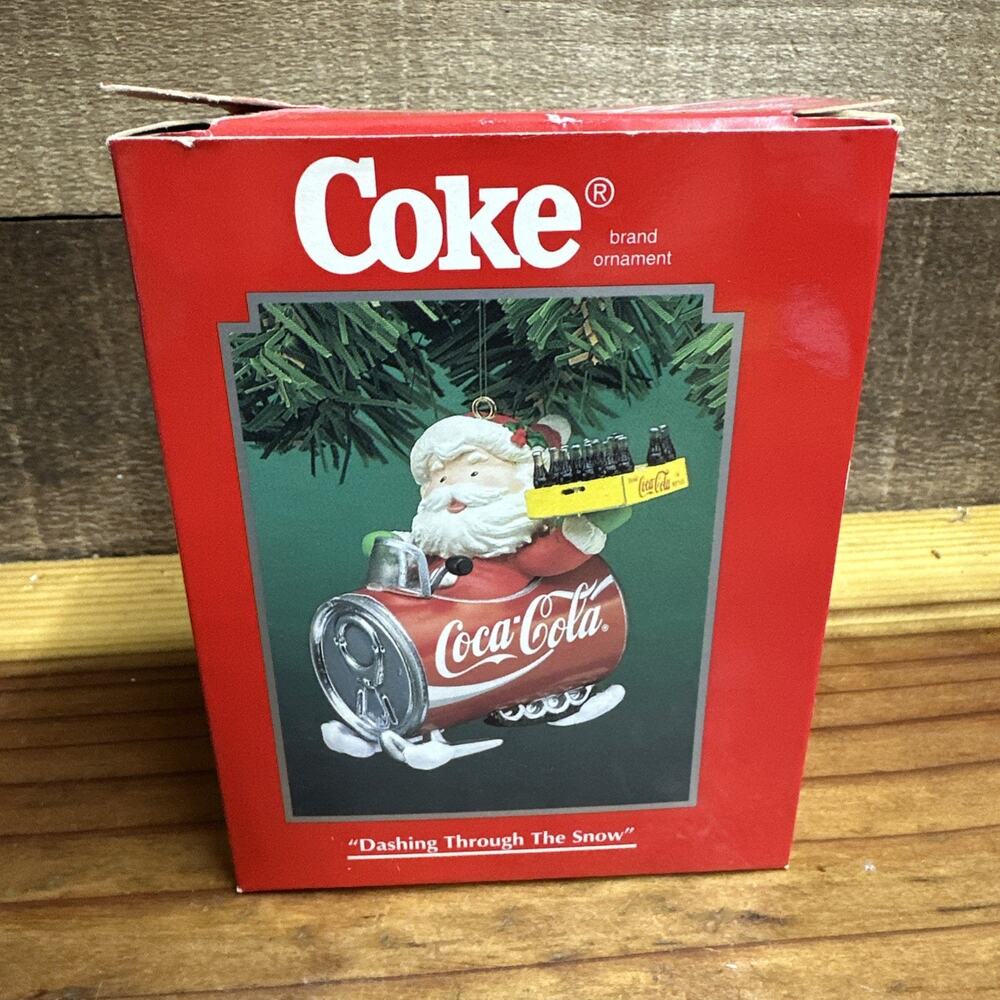 Vintage 1995 Enesco Coca-Cola Christmas Ornament "Dashing Through the Snow"-box